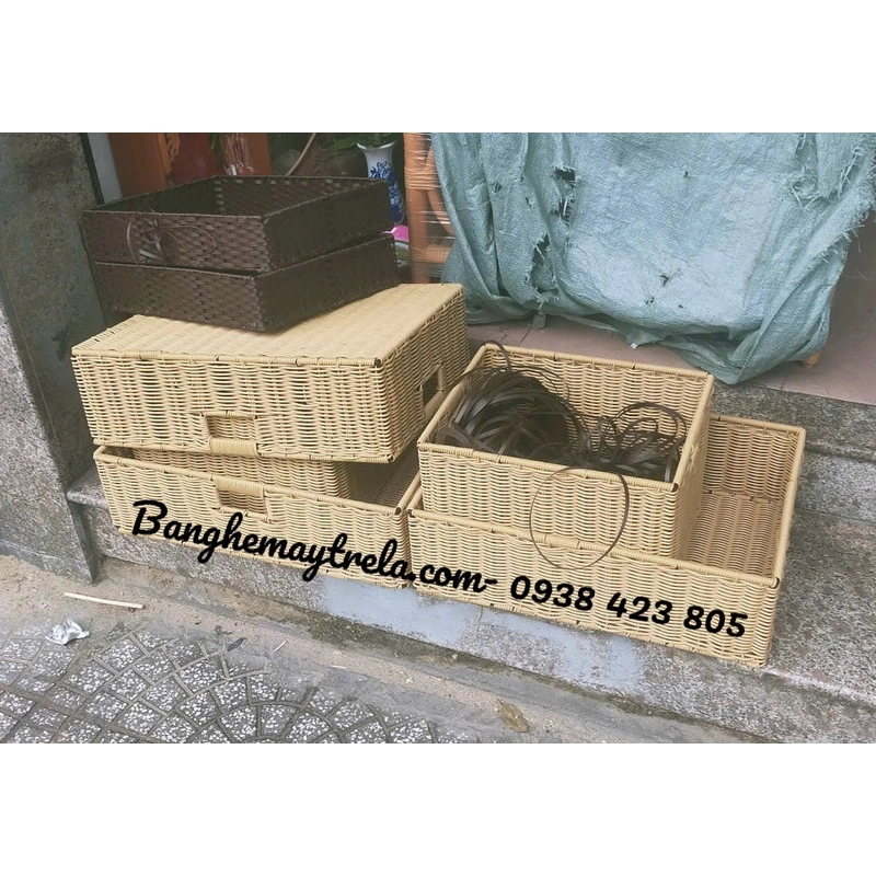 Khay nhựa giả mây để đồ 494490