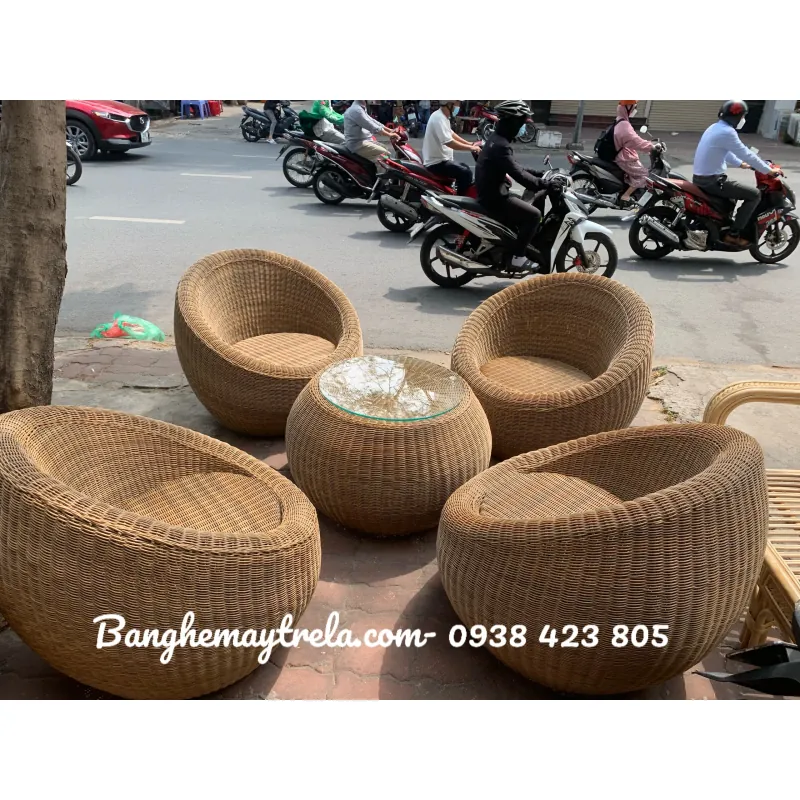 Bàn ghế mây nhựa sân vườn 727957