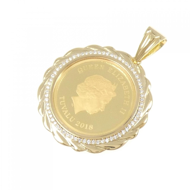 K18YG(枠) Dây chuyền đồng xu kim cương 0.33CT - Hàng hiệu Authentic 867290