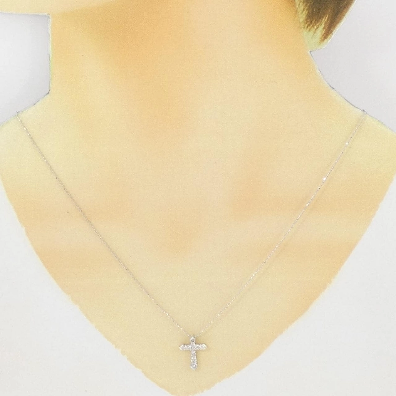 K18WG Dây chuyền kim cương chéo 0.50CT - Hàng hiệu Chính hãng 860316