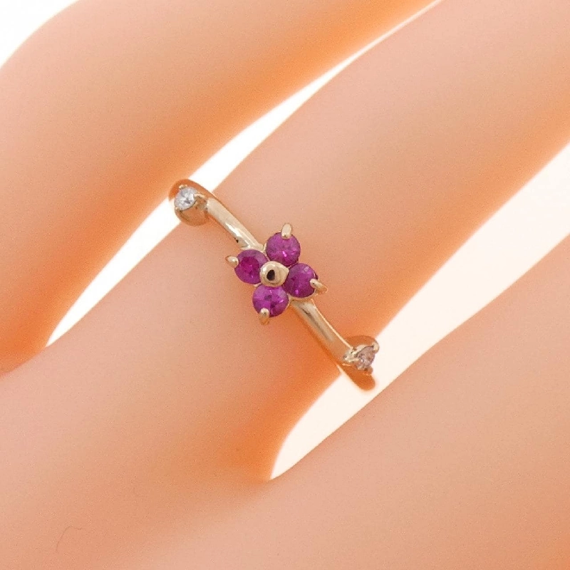 Nhẫn ruby K18PG hoa 0.17CT 669430