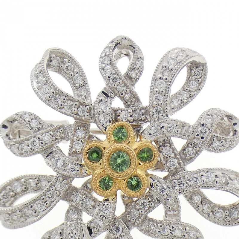 K18WG/K18YG Ngọc lục bảo xanh Brooch - Hàng hiệu Chính hãng 872189