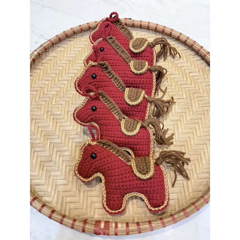 Đồ trang trí Tết Bính Ngọ 2026 con ngựa làm thủ công bằng len, búp bê ngựa bằng len 756055