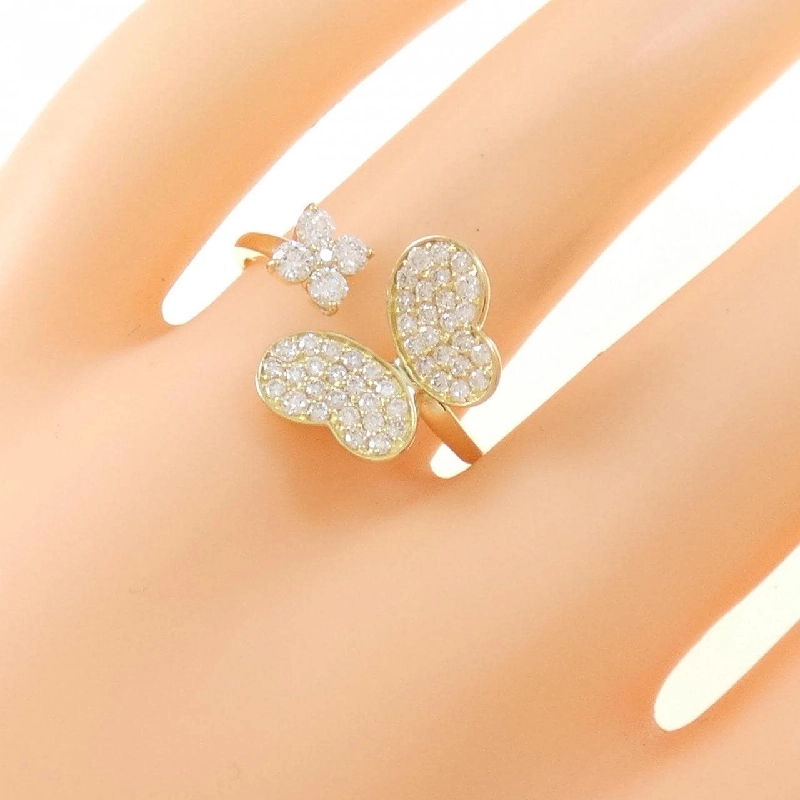 Nhẫn kim cương bướm × hoa K18YG 0.55CT 672978