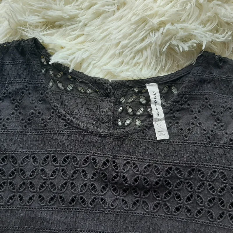 Đầm xô thêu Nhật babydoll màu đen, tay ngắn bigsize 933333