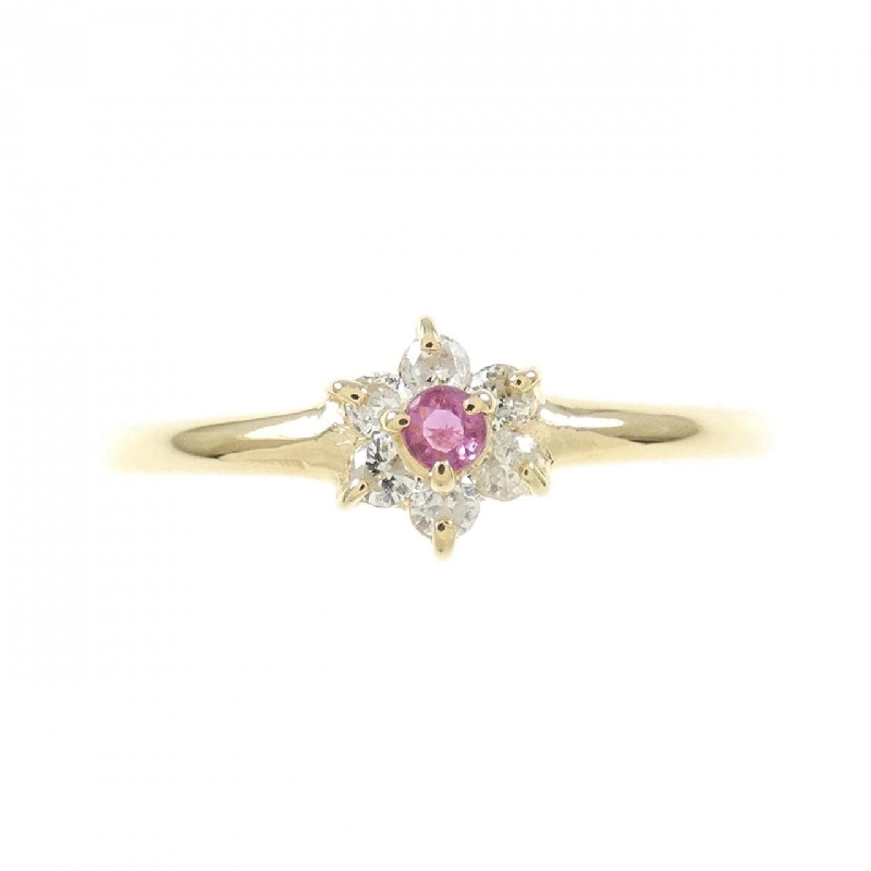 Nhẫn ruby K18YG hoa 673045