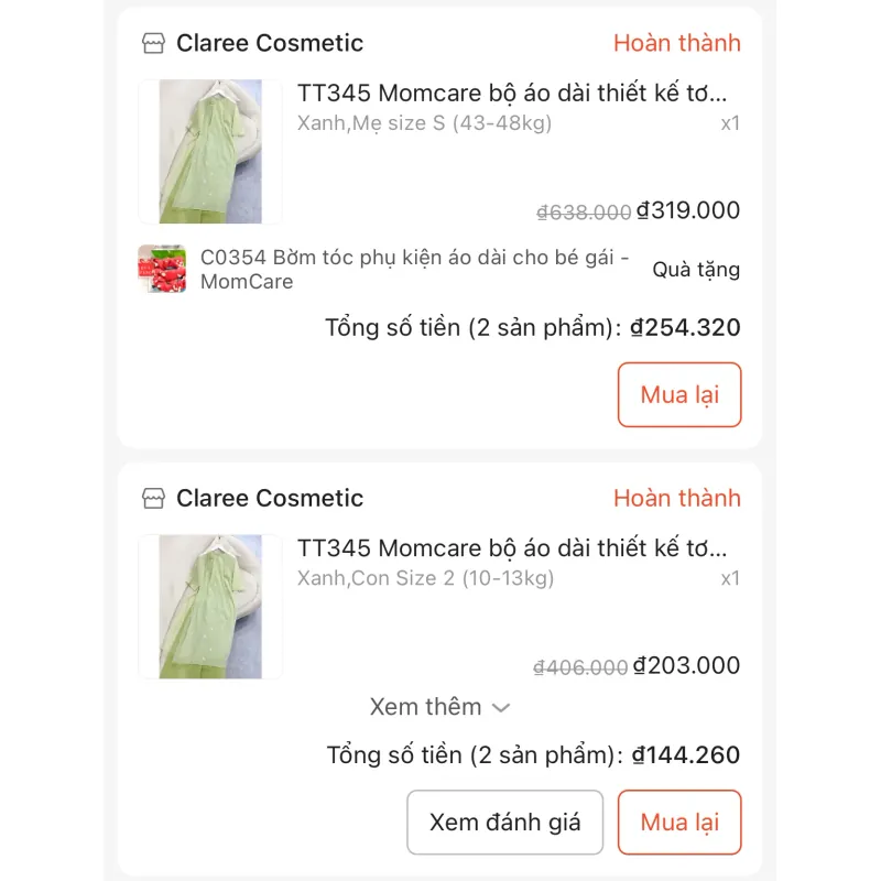 Áo dài mẹ con mới tinh 781641