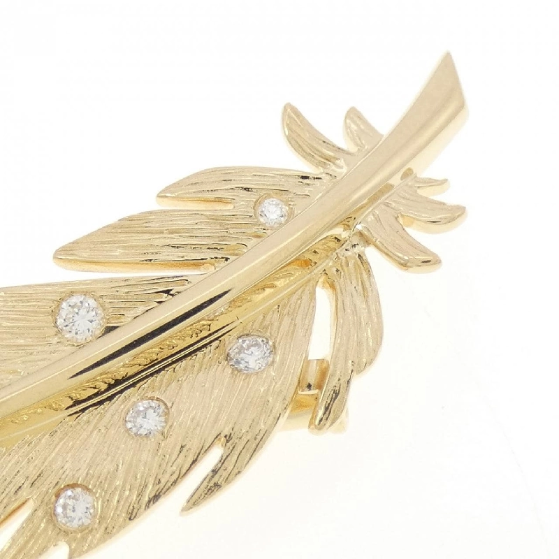 K18YG Feather Diamond Brooch 0.12CT - Hàng hiệu Authentic 871290