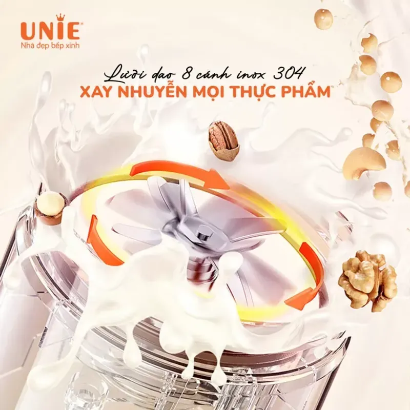 Máy làm sữa hạt UNIE VX dung tích 1.75L, 14 chức năng nấu, chống trào tối đa, xay mịn mượt 598908