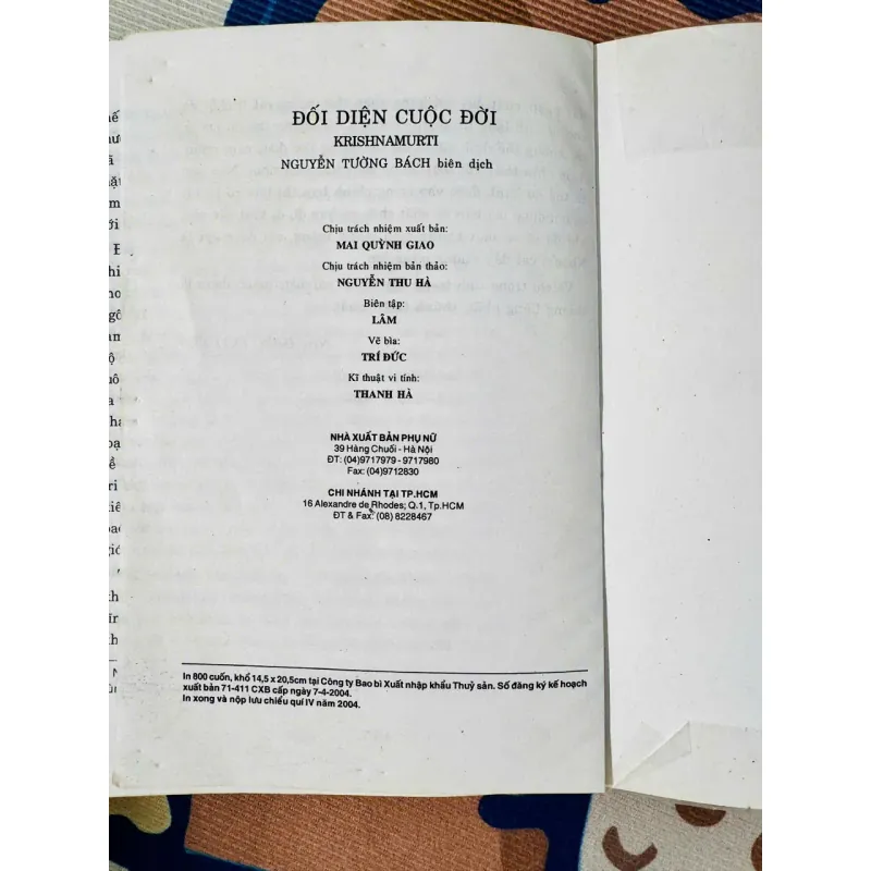 [SÁCH TRIẾT HỌC - SÁCH CŨ] ĐỐI DIỆN CUỘC ĐỜI - JIDDU KRISHNAMURTI - CÓ VẾT Ố NHẸ 929110