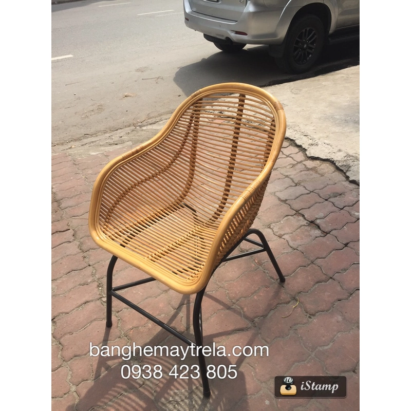 Ghế chân sắt cafe mây tre 443508