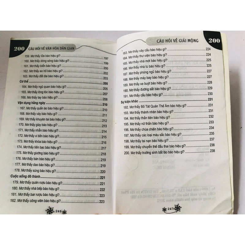 200 CÂU HỎI VỀ GIẢI MỘNG - 247 trang, nxb: 2012 336638