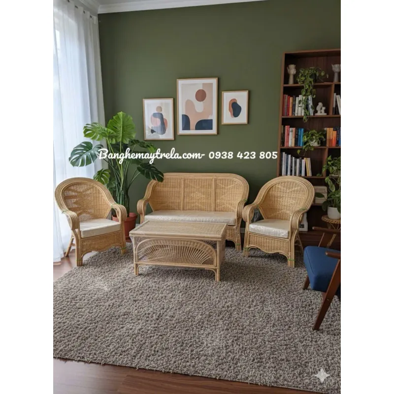 Sofa salon mây đan kín 790114