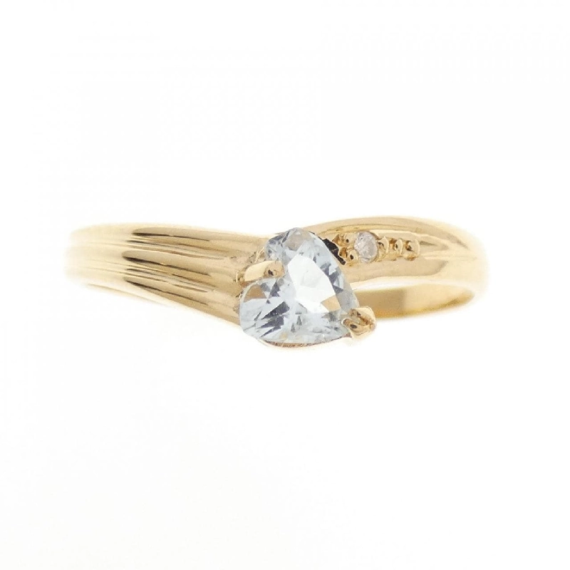 Nhẫn aquamarine K18YG hình trái tim 666035