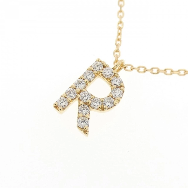 K18YG Chữ cái R Dây chuyền Kim cương 0.09CT - Hàng hiệu Chính hãng 858969