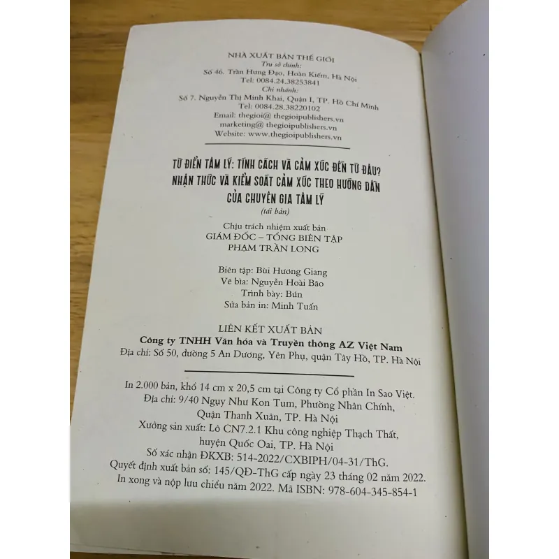 TỪ ĐIỂN TÂM LÝ (Sách hay giờ hiếm có) - Tính cách & Cảm xúc đến từ đâu? - Shozo Shibuya 756324