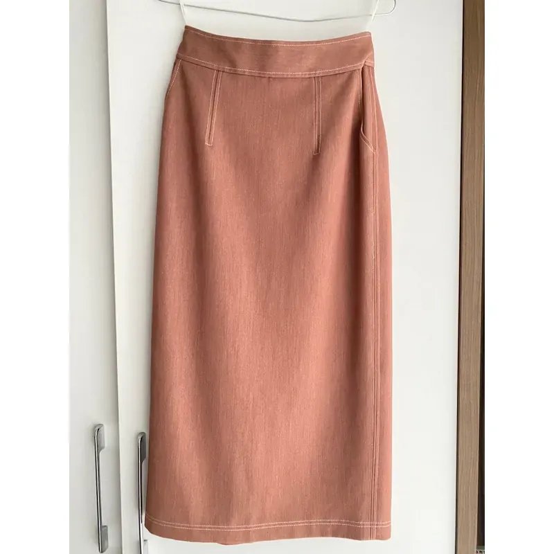 MỚI 99.99%***VÁY BÚT CHÌ DÀI *UPTOSECONDS *MÀU CAM ĐẤT MỚI* SIZE S* TẶNG QUÀ 0Đ FREESHIP 591622