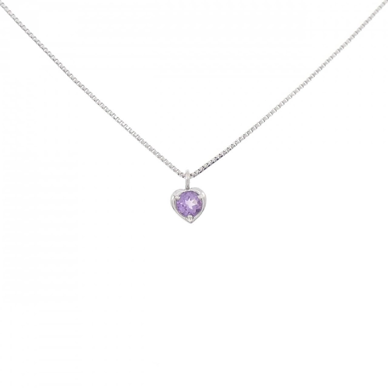 K18WG Dây chuyền hình trái tim Amethyst - Hàng hiệu Chính hãng 866644