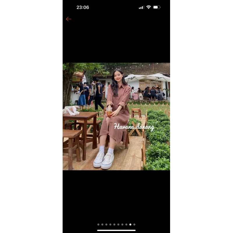 Đầm sơ mi dáng suông chất nhung 753107