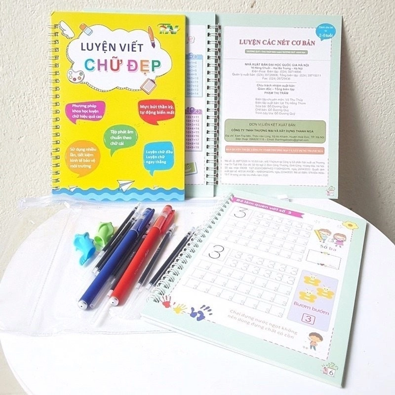 Combo 3 Vở Tập Viết Mực Tự Xóa Cho Bé – Luyện Viết Chữ Số & Nét Cơ Bản Dành Cho Trẻ Mầm Non, Tiểu Học LaLaHHome 531100