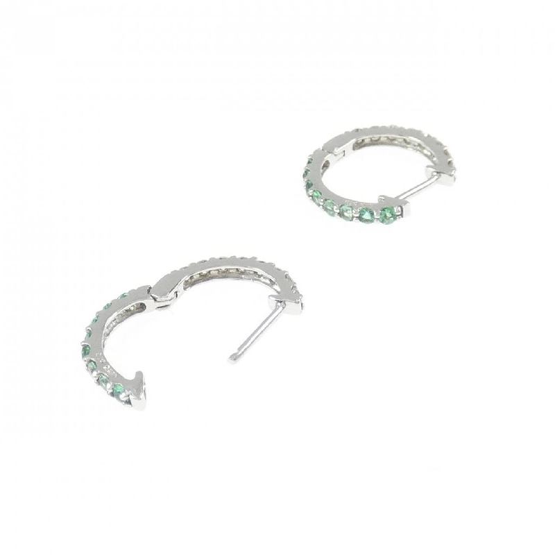 K18WG Emerald Hoop Earrings - Hàng hiệu Authentic 868749