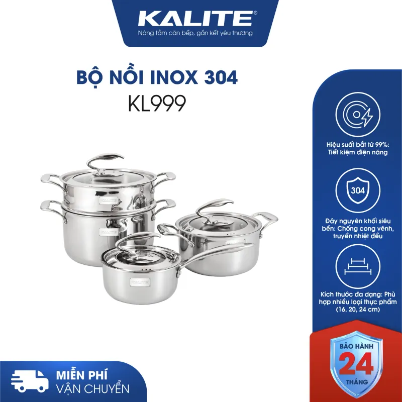 Bộ Nồi Inox Nguyên Khối KALITE KL999 – Chuẩn Inox 304 Cao Cấp 734141
