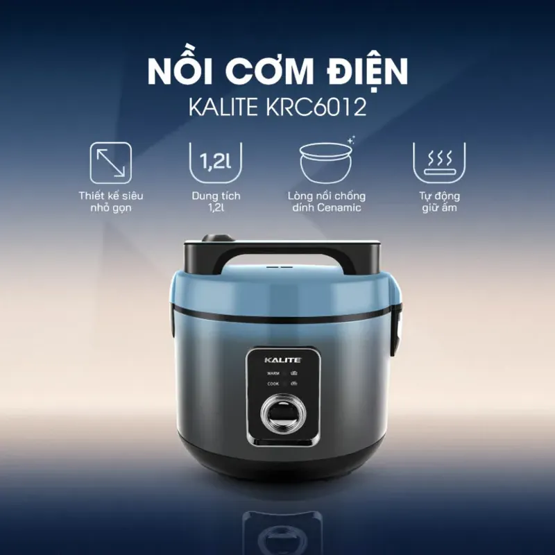 Nồi cơm điện KALITE KRC6012 – Chống dính Ceramic cao cấp, nấu ngon chuẩn vị 585340