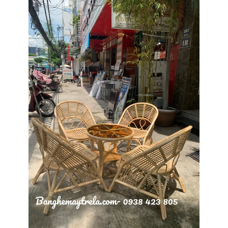 Bàn ghế uống trà mây tre đan 795969