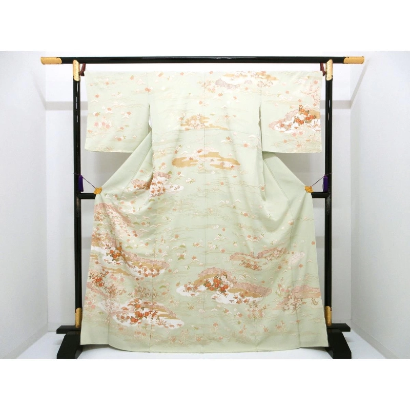 Áo kimono thăm viếng, trang trí vàng Yuzen, có thêu - Hàng hiệu Authentic 878420