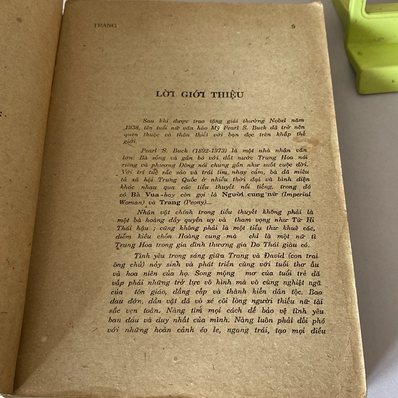 TRANG, PEARL BUCK, GIẢI NOBEL VĂN CHƯƠNG 1938 (XB 1989) 507120