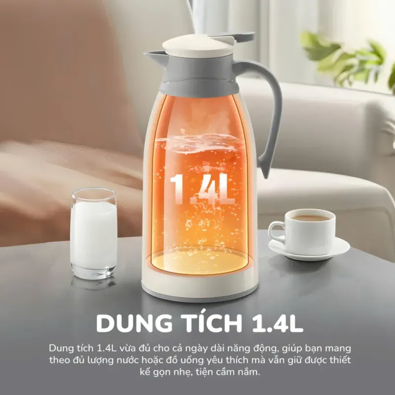 Phích giữ nhiệt UNIE UKW09-B, dung tích 1,4L, giữ nhiệt 36 giờ, vòi rót tiện lợi 957979