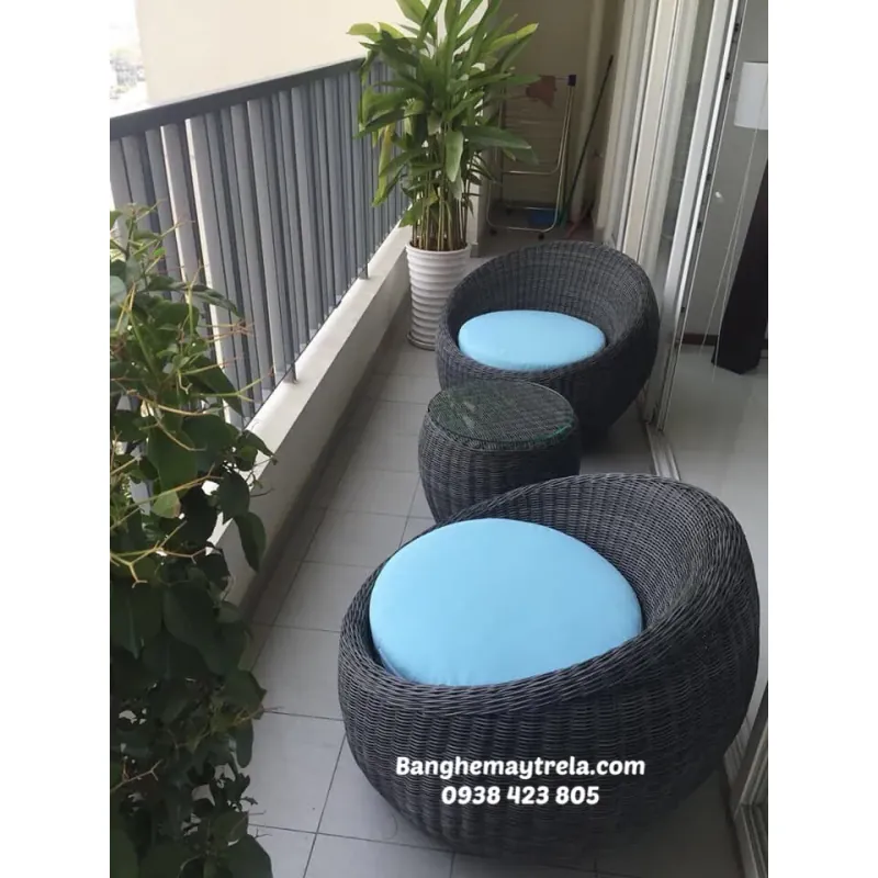 Bộ bàn ghế ban công mây nhựa 597727