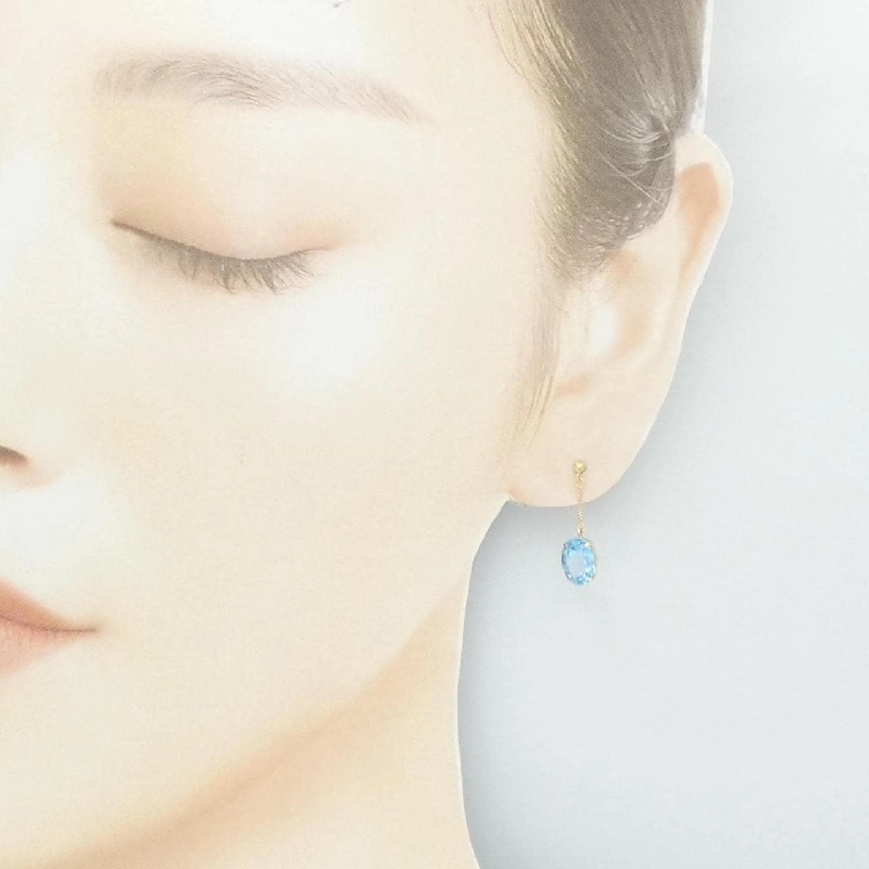 K18YG Blue Topaz Earrings - Hàng hiệu Authentic 869680