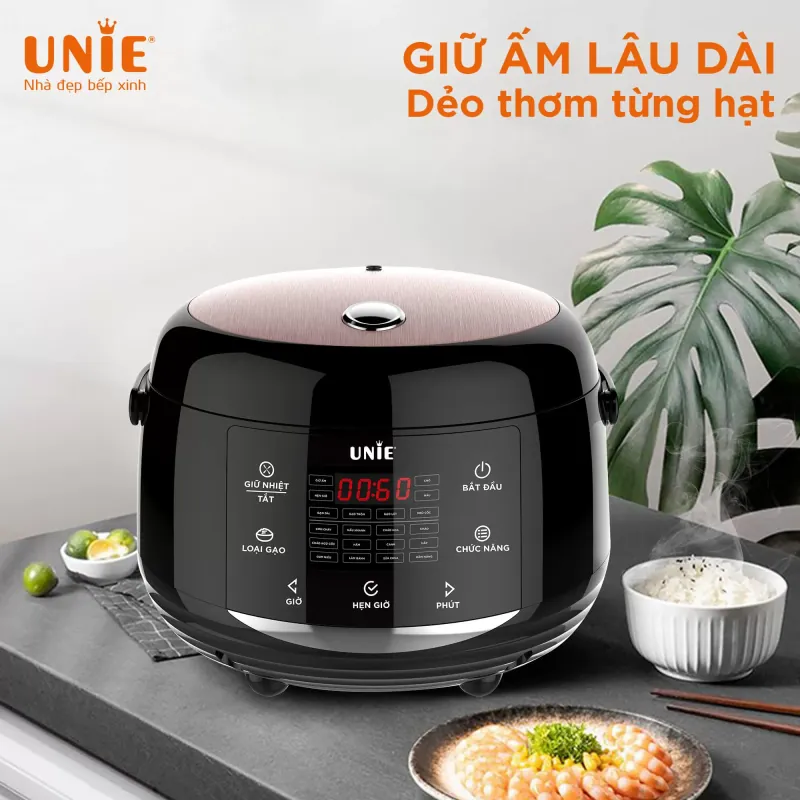 Nồi cơm điện Unie UEC1571B dung tích 1.5L, 16 chức năng nấu, công nghệ ủ ấm 3D 715029