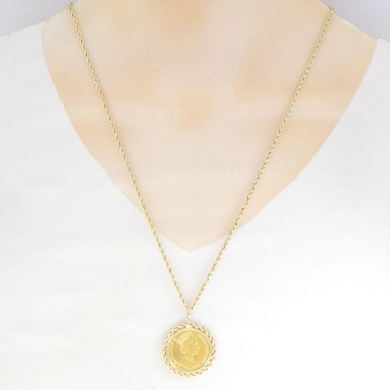 K18YG(枠)/18KTYG Dây chuyền đồng xu - Hàng hiệu Authentic 858449