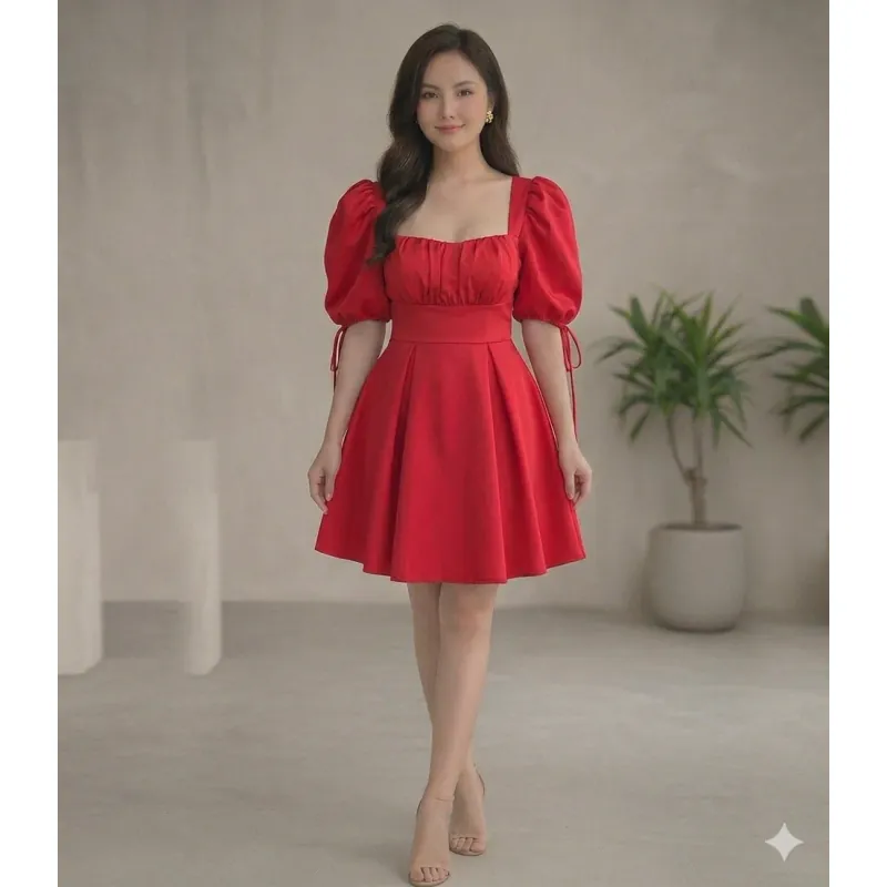 đầm lụa đỏ 1022812