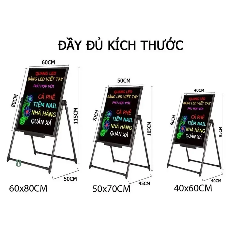 Biển led huỳnh quang, Biển led dạ quang,60x80cm (kèm bút dạ quang) 416647