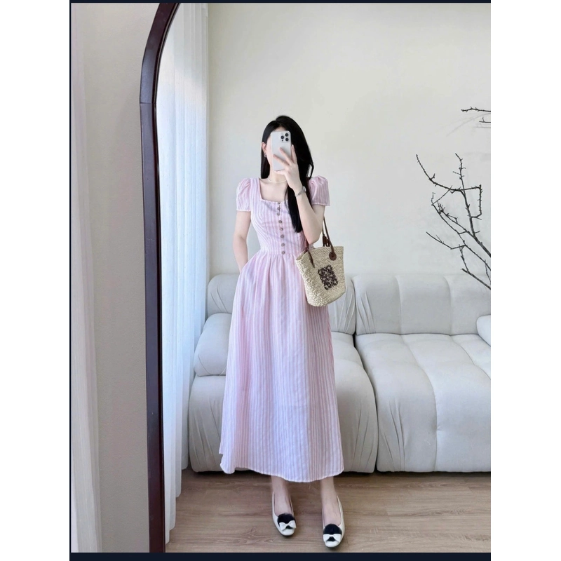Đầm kẻ sọc hồng -01 459671