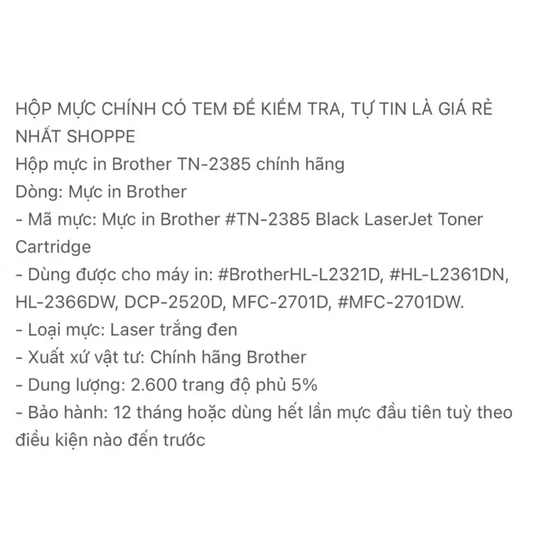 Mực in Brother 2385 nguyên hộp 788723