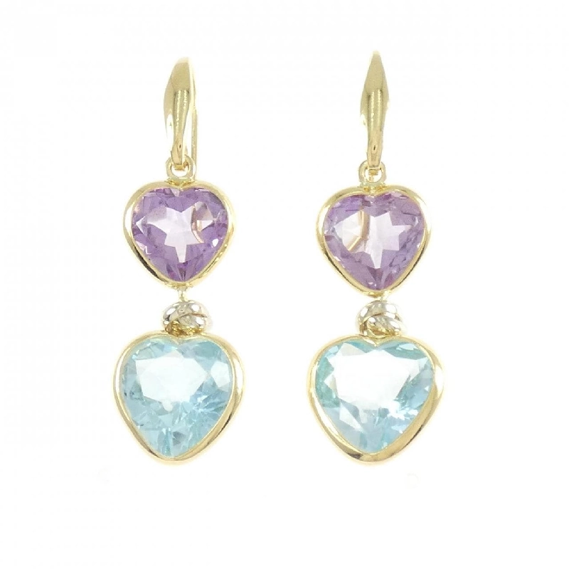 Bông tai Amethyst 750YG hình trái tim - Hàng hiệu Authentic 875499