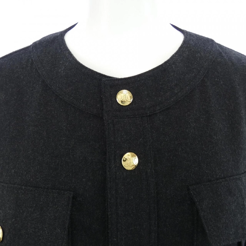 Celine CELINE Áo khoác không cổ Cropped Top Triomphe 2B708561F - Hàng hiệu Chính hãng 809516