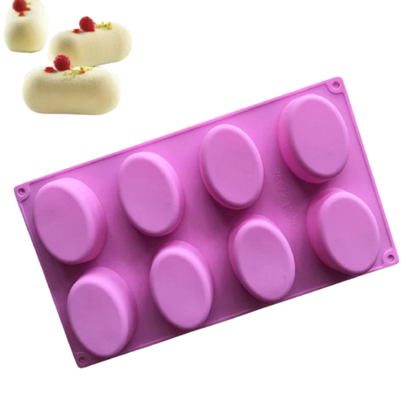Khuôn silicon làm bánh, rau câu 8 hình Oval - Mã số 1052 336167