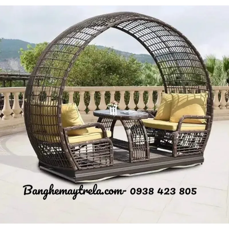 Bàn ghế mây nhựa ngồi ngoài trời 762432