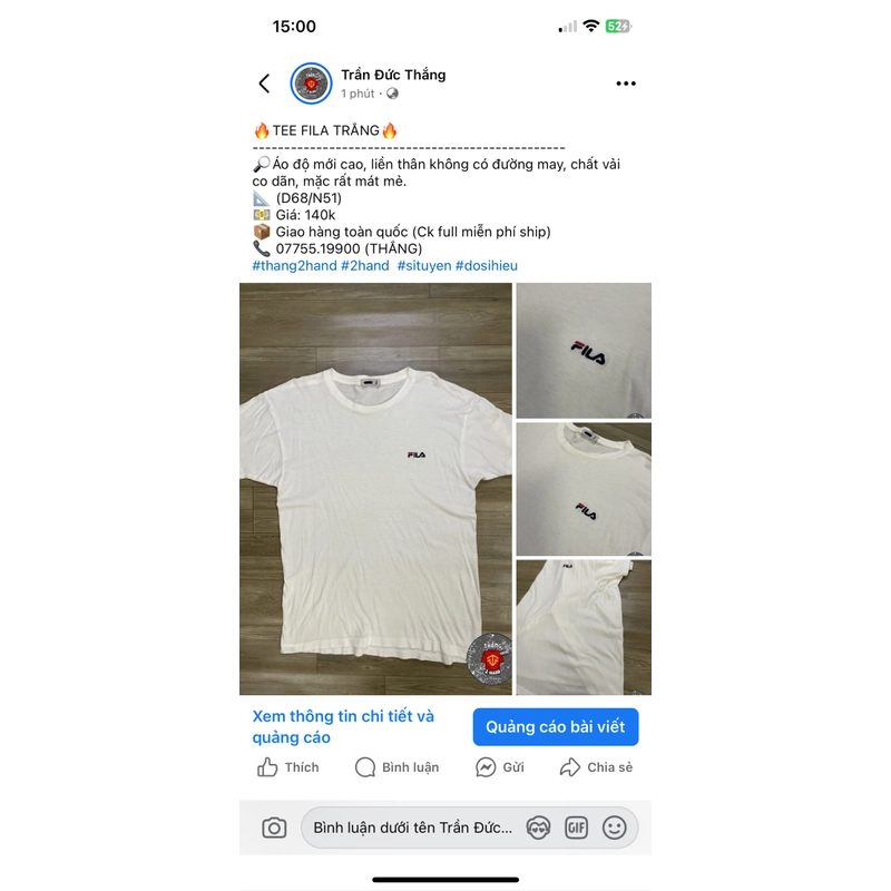 🔥TEE FILA TRẮNG🔥 452134