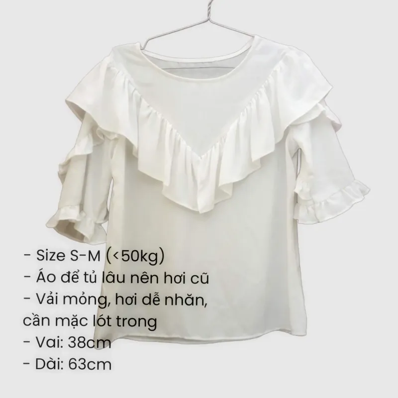 Áo kiểu bèo nhún trắng Size S-M mới 90% 572189