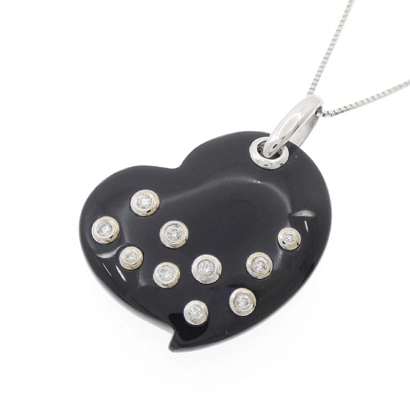 K18WG Dây chuyền hình trái tim Onyx - Hàng hiệu Chính hãng 860337