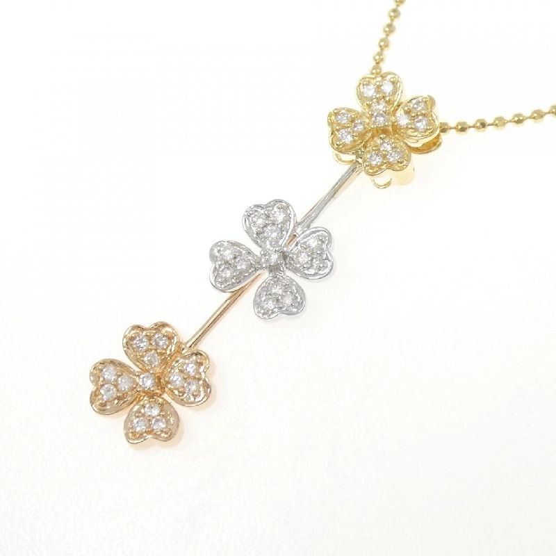 Dây chuyền kim cương cỏ ba lá ba màu K18 0.35CT - Hàng hiệu chính hãng 858740