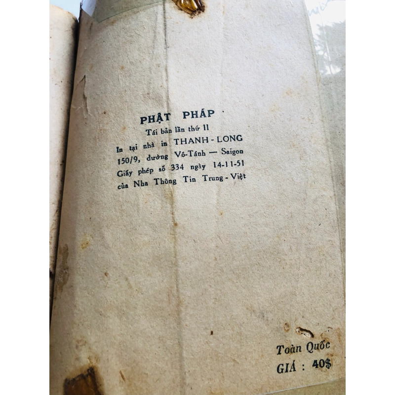 PHẬT PHÁP - 234 trang, nxb: 1951, mọt vài trang cuối , ít ảnh hưởng nội dung  552533