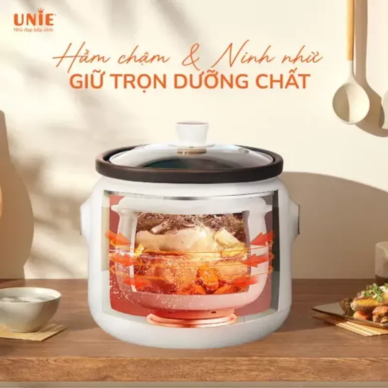 Nồi kho hầm chuyên dụng UNIE USC208 dung tích 2L, lòng nồi gốm Ceramic, hẹn giờ 24 tiếng 728738