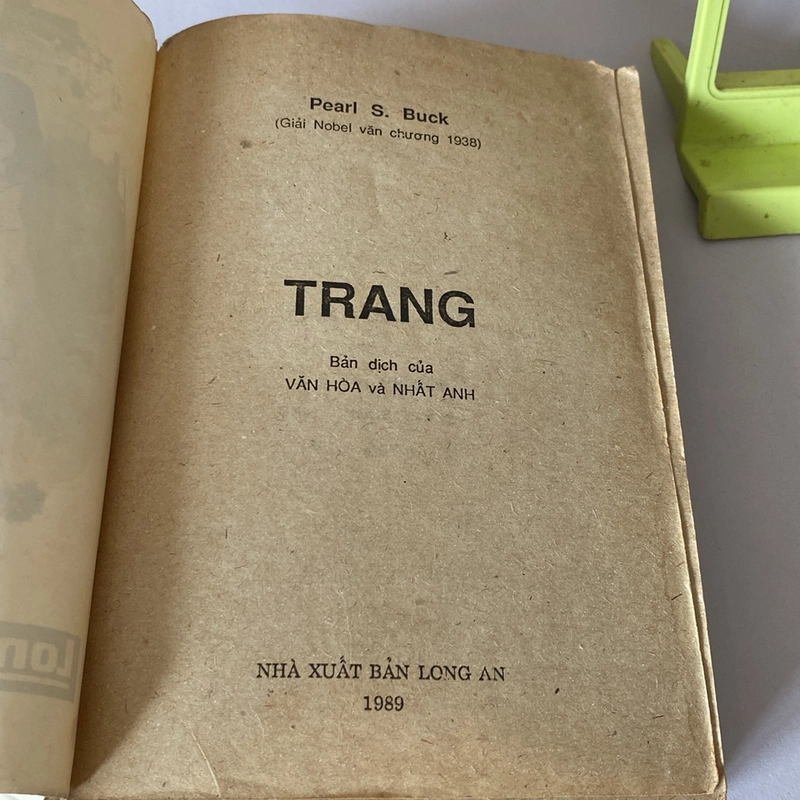 TRANG, PEARL BUCK, GIẢI NOBEL VĂN CHƯƠNG 1938 (XB 1989) 507120
